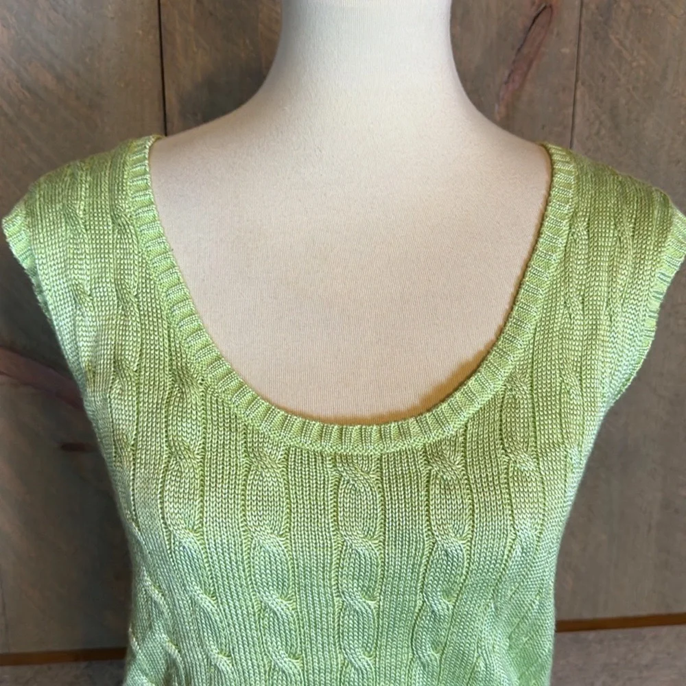Lauren Ralph Lauren lime green cable knit sweater vest Size Large
